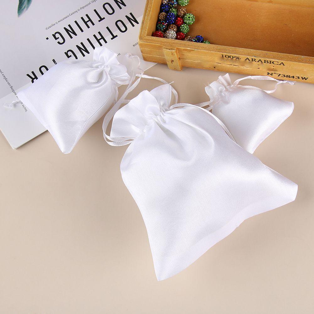 Túi Dây Rút Chất Liệu Satin Màu Trắng Dùng Để Đựng Trang Sức / Kẹo