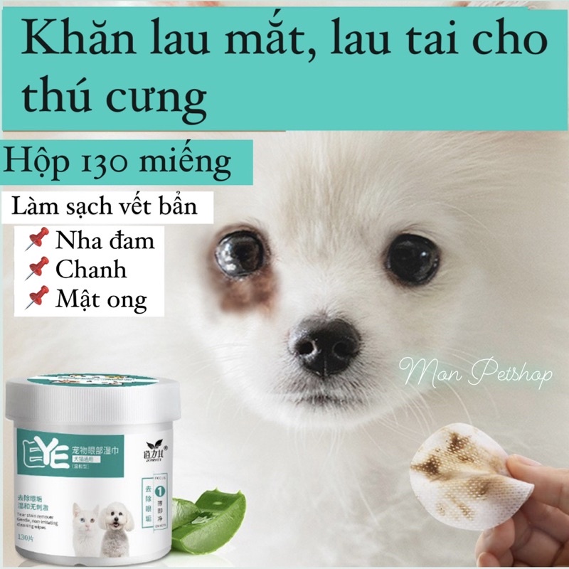 Hộp 130 miếng bông lau mắt ố cho thú cưng