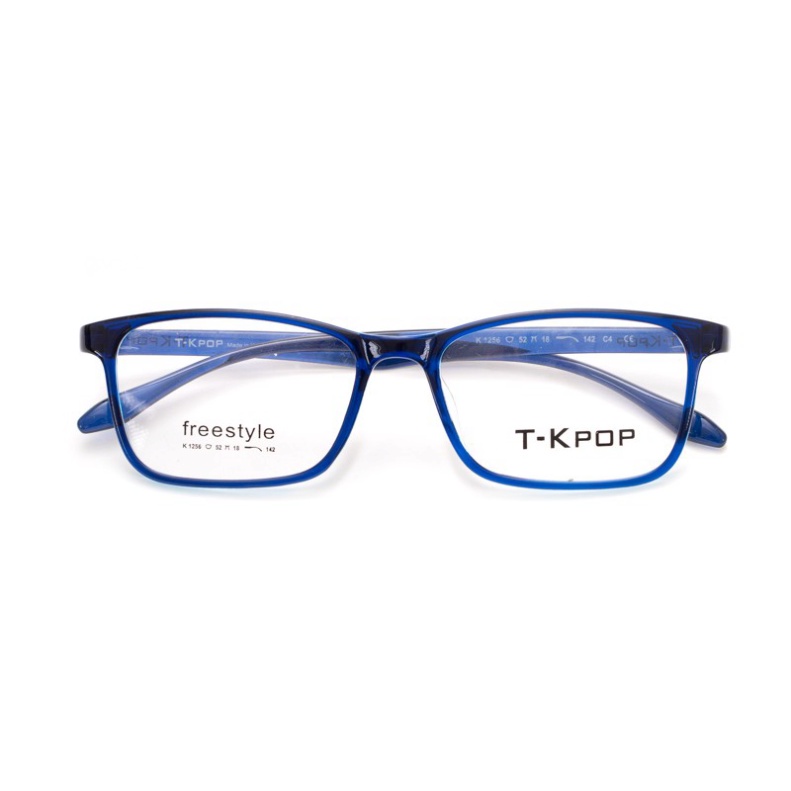 Gọng kính cận nhựa dẻo T-Kpop cho mặt tròn 4U, mắt vuông chống bụi hoặc lắp cận, màu xanh – 1256
