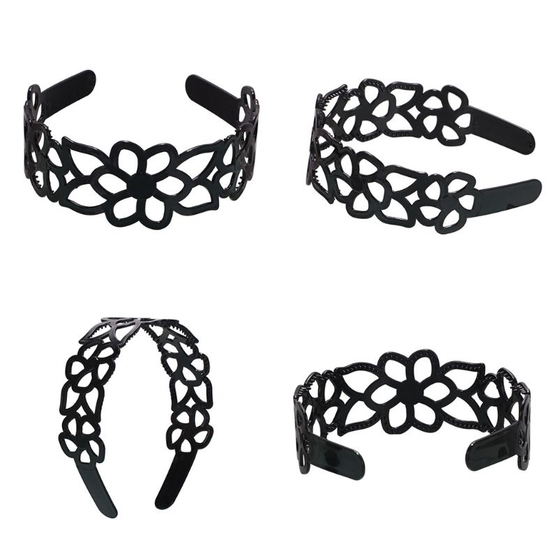 Băng Đô Cài Tóc Bằng Nhựa Màu Đen Thiết Kế Rỗng Chống Trượt Thời Trang Cho Nữ