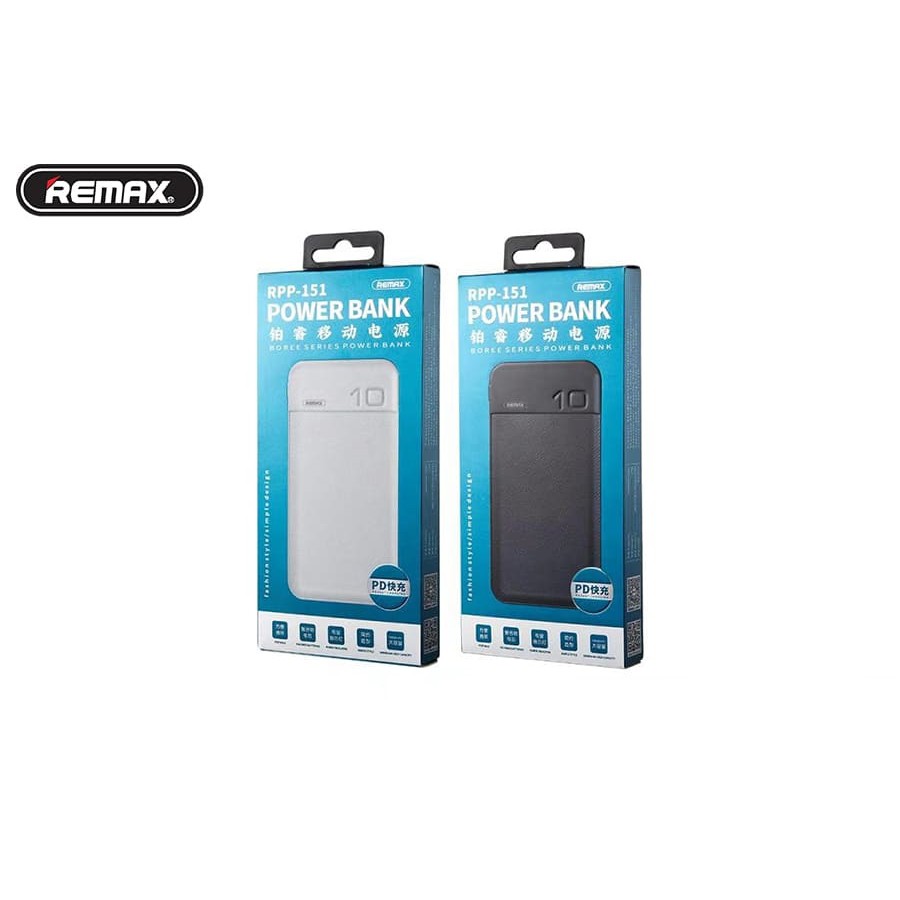 Sạc Dự Phòng Remax RPP-151 10000Mah (Sạc Nhanh QC3.0, PD 18W) 2 Cổng Sạc Vào, 1 Cổng Sạc Ra, Màn Hình Led - Hưng Long PC