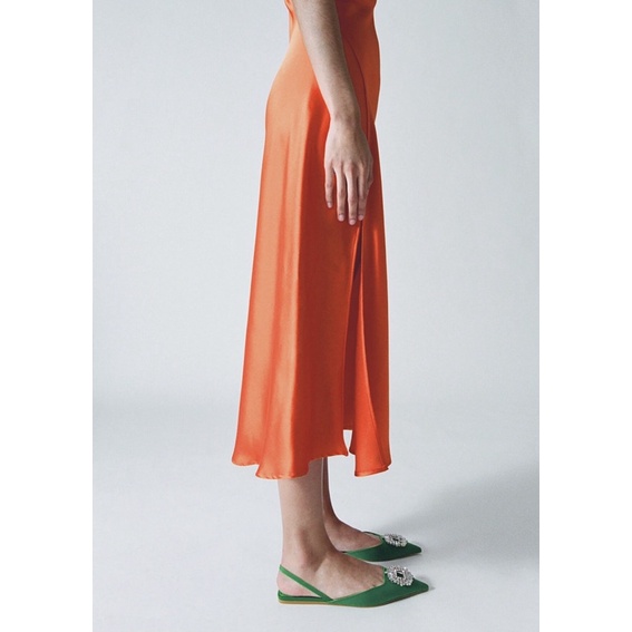 GIÀY MULE ZARA GÓT THẤP XANH LÁ ĐÍNH ĐÁ LẤP LÁNH