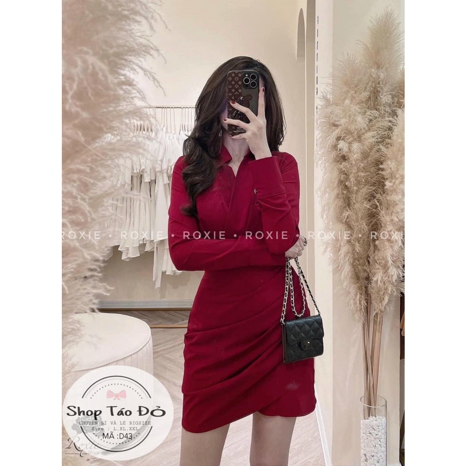 (TÁO ĐỎ BIGSIZE 55-90KG) Đầm body nhún tay dài siêu sang chảnh bigsize D43 🍎🍎🍎