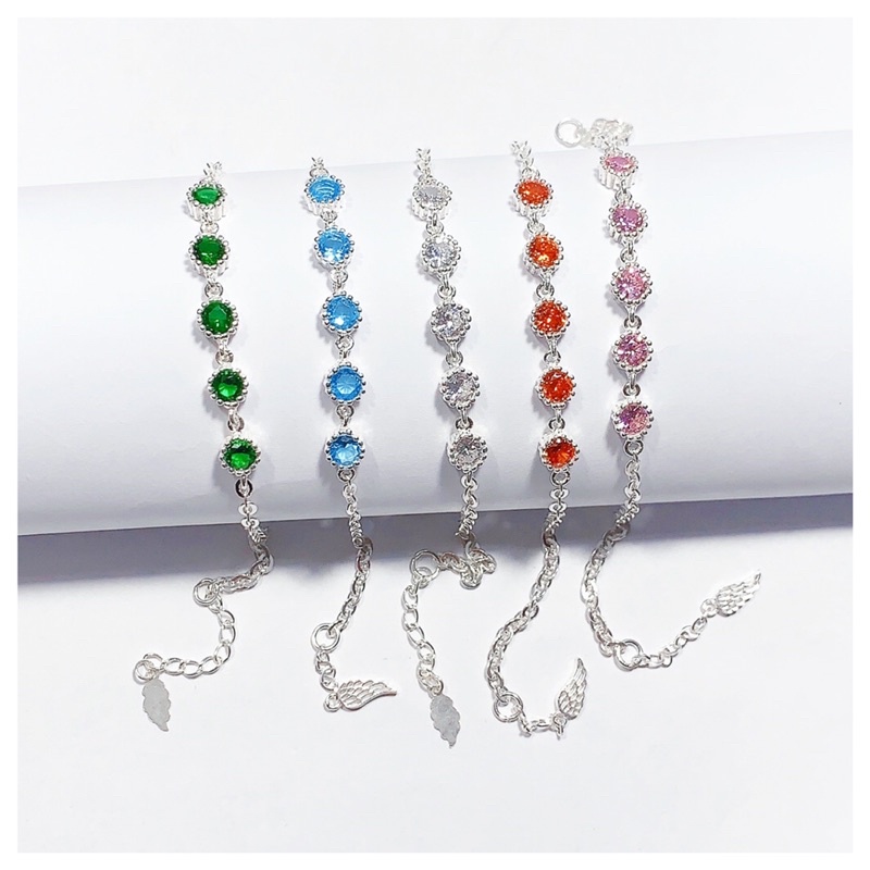 Lắc Tay Nữ Bạc Ta gắn đá tròn trơn trẻ trung, thanh lịch ( ảnh thật )
