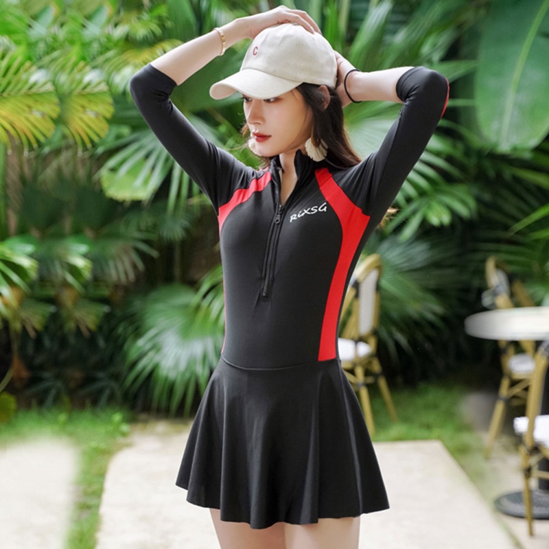 Bộ Đồ Bơi Một Mảnh Tay Dài Có Khóa Kéo Thời Trang Quyến Rũ Cho Nữ