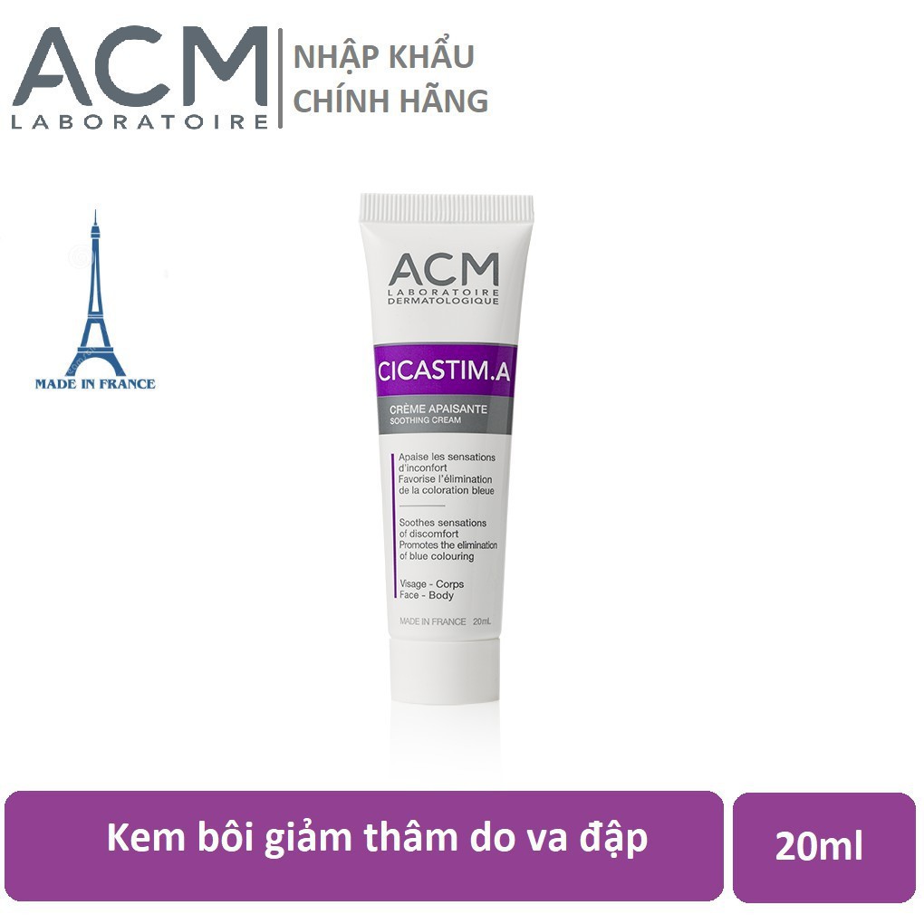 ( date 07/2023) Kem dưỡng phục hồi da tổn thương mờ vết thâm, vết bầm ACM Cicastim.A Soothing Cream 20ml