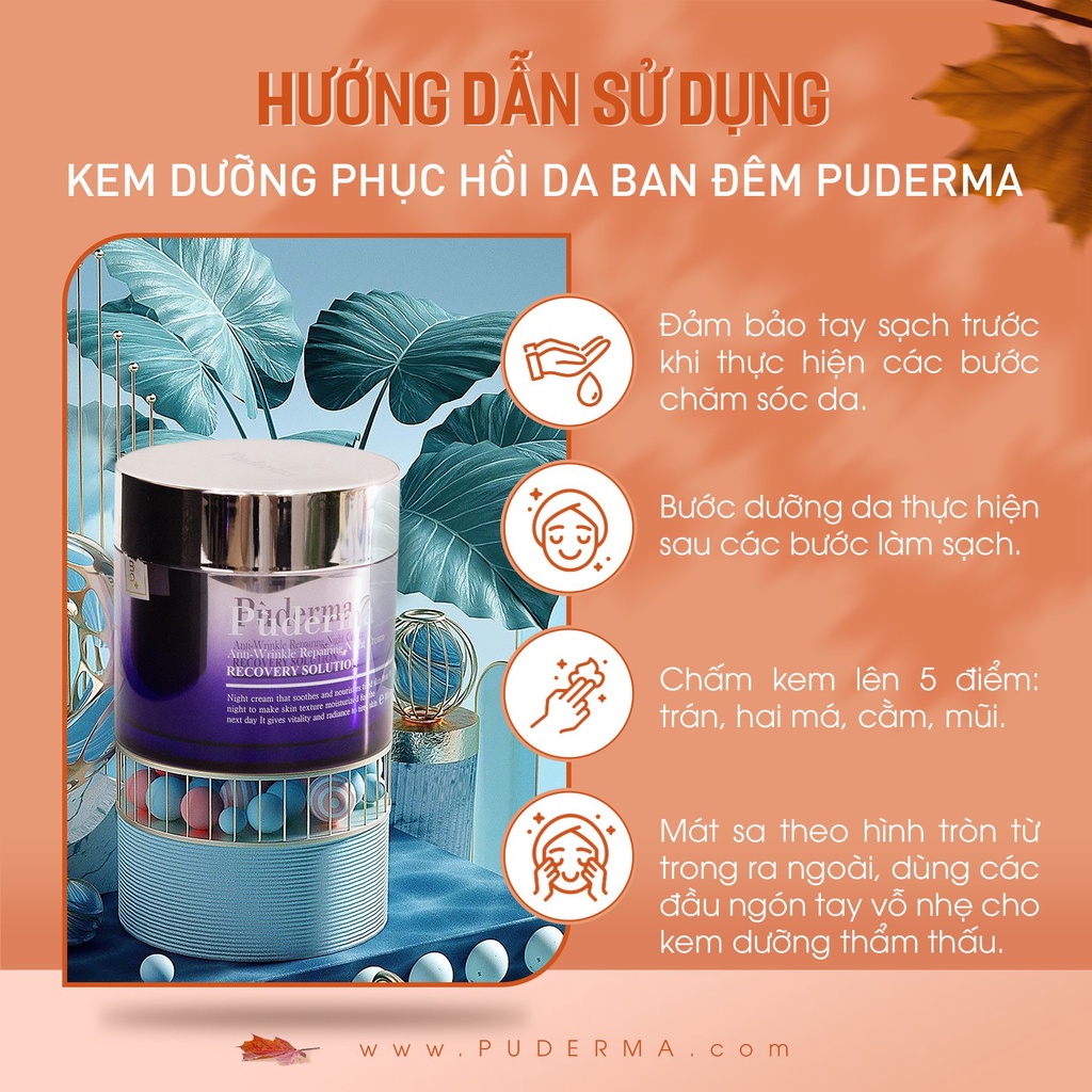 Kem Dưỡng Da Ban Đêm Puderma Cung Cấp Độ Ẩm Và Dưỡng Chất, Giúp Làm Giảm Nếp Nhăn, Mang Lại Làn Da Trắng, Mịn Màng