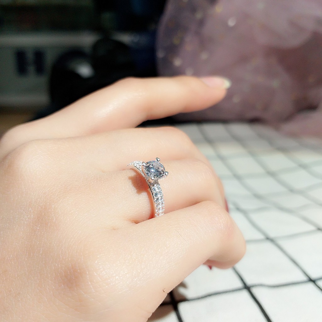 Nhẫn bạc H.A.S hai hàng hột cao đính đá - Nhẫn bạc thời trang