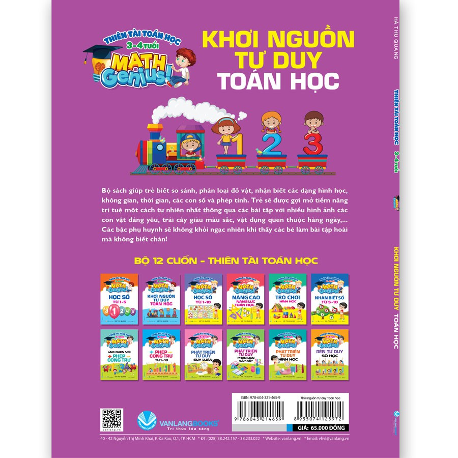 Sách - Thiên Tài Toán Học - Tư Duy Toán Học Cho Trẻ Từ 3 - 4 Tuổi - 2 Cuốn - VLG