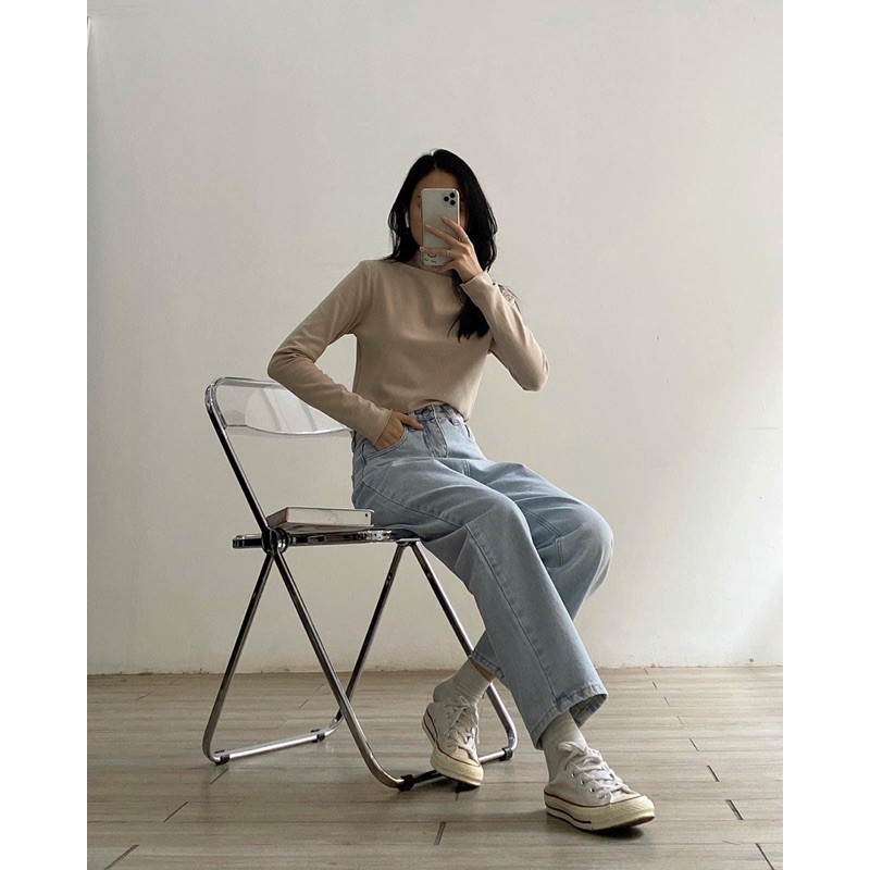 Áo cổ lọ basic[ hàng quảng châu  -ảnh thật shop chụp] Chất liệu dày dặn giặt không bai ,không xù. | BigBuy360 - bigbuy360.vn