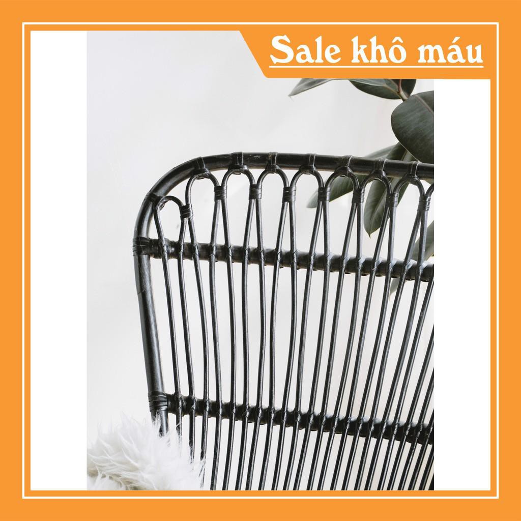 [Giá Nhập Kho] ghế mây lưng cao Armchair đen [FREESHIP] trang trí quán cafe, phòng khách, ban công khách sạn