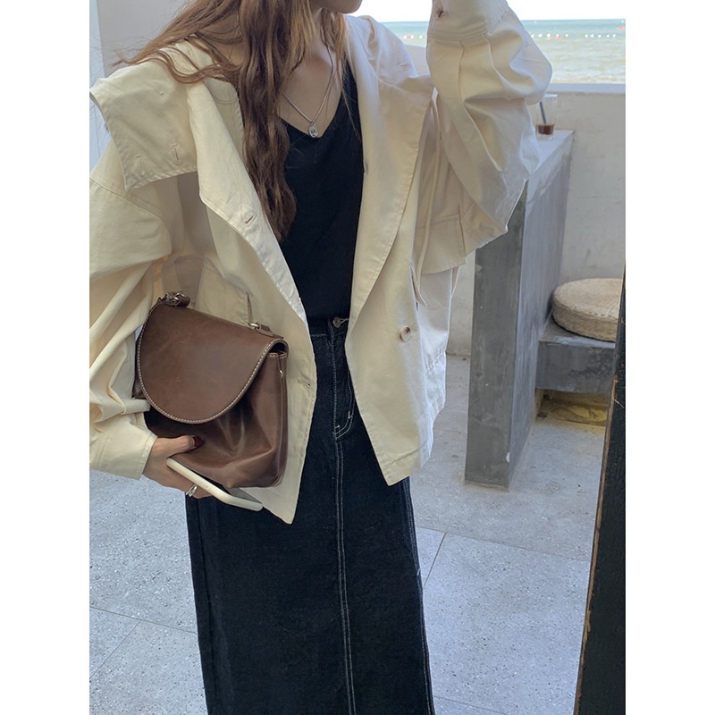 Áo khoác Kaki nữ Có mũi trùm đầu phối túi bự Hàn Quốc Áo Jacket Form rộng Dài tay Màu trơn Ulzzang Thời trang