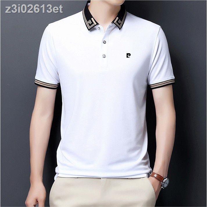 ❁ Áo thun nam ngắn tay có ve Pierre Cardin dành cho giới trẻ và trung niên lụa mỏng mùa hè POLO
