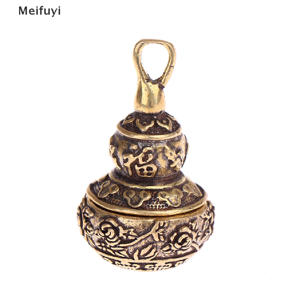 [Meifuyi] Brass Gourd Lucky Car Key Chain Pendants Pill Box Medicine Case Container Bottle COD