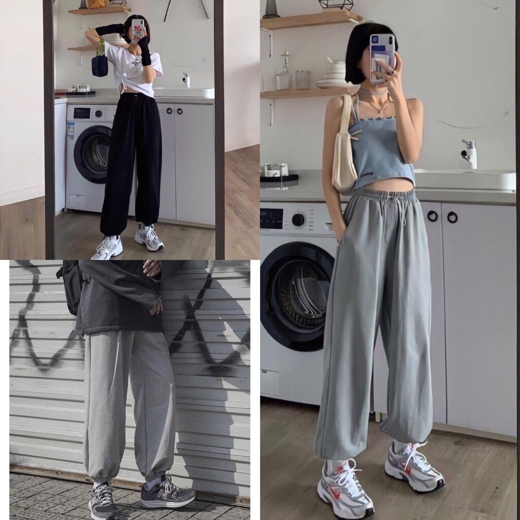 Quần nỉ nam nữ jogger bo ống trơn form rộng chuẩn mẫu đơn giản trẻ trung unisex cá tính năng động thời trang