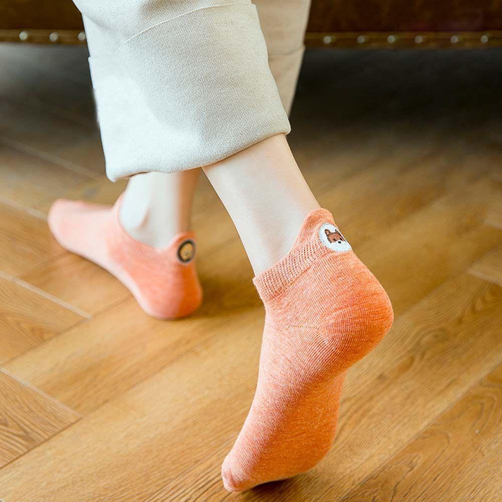 Đôi Vớ Thêu Hình Chó Hoạt Hình Phong Cách Harajuku Dành Cho Nữ