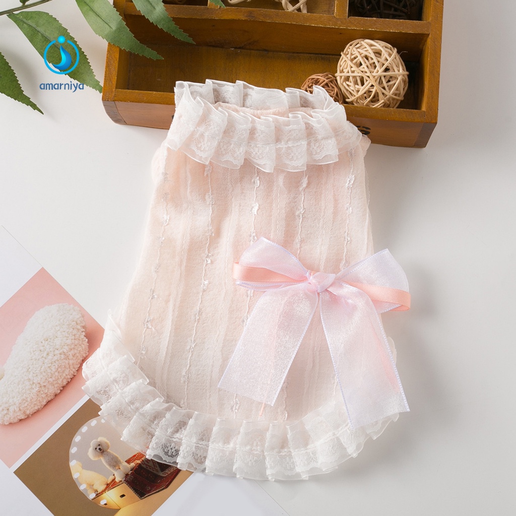 Đầm Đính Nơ Thoáng Khí Thời Trang Mùa Hè Cho Cún Cưng