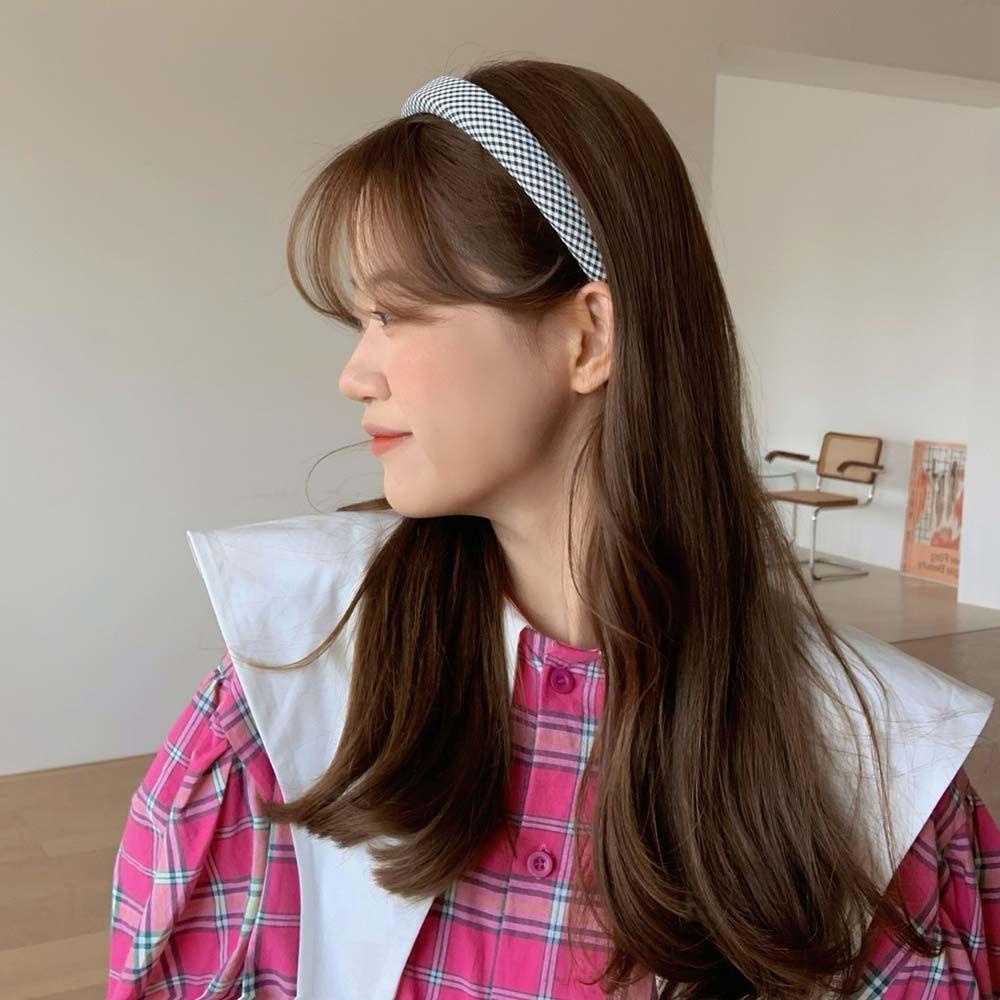 Băng Đô Cài Tóc Bản Rộng Kẻ Sọc Caro Ngọt Ngào Rửa Mặt Cho Nữ