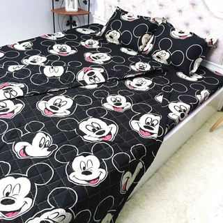 Bộ chăn ga gối 5 món chăn hè trần bông mẫu Mickey đen