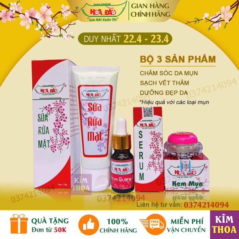 Bộ sản phẩm giảm mụn thâm và dưỡng da Hoa Đào