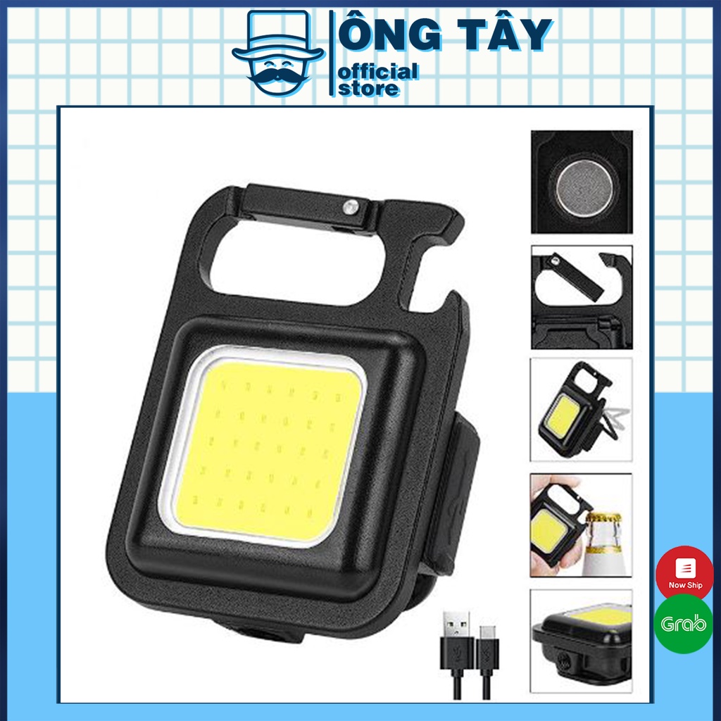 Đèn LED Móc Khóa Siêu Sáng Cổng Sạc USB Kèm Chức Năng Mở Nắp Chai Đa Năng Tiện Dụng