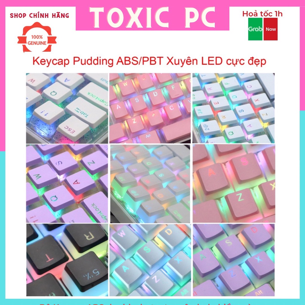 Bộ 108 Keycap Pudding PBT,ABS doubleshot cơ xuyên led nhiều màu, nút bàn phím dành cho bàn phím cơ layout tiêu chuẩn