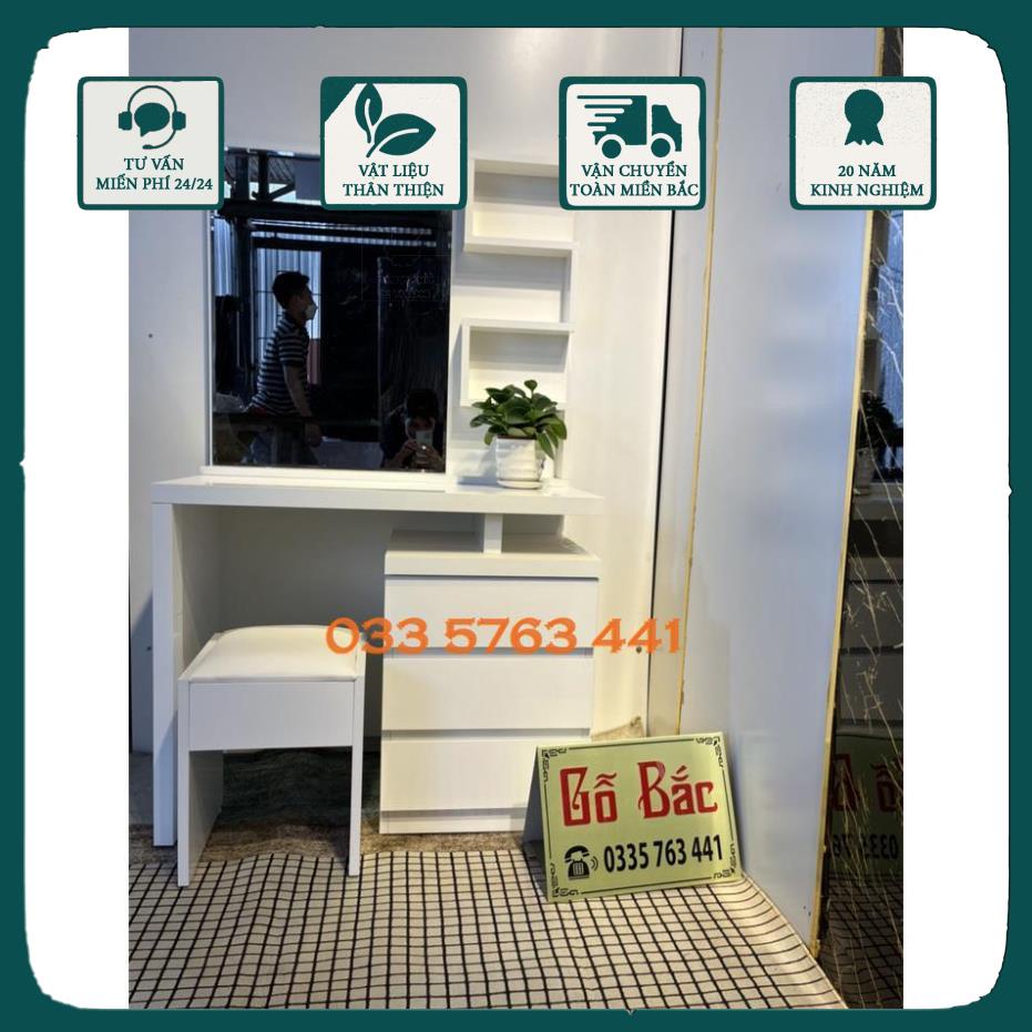 GIÁ GỐC - Bàn trang điểm bàn makeup bàn phấn gỗ MDF phủ melamin kích thước 80x40x130cm tặng kèm ghế
