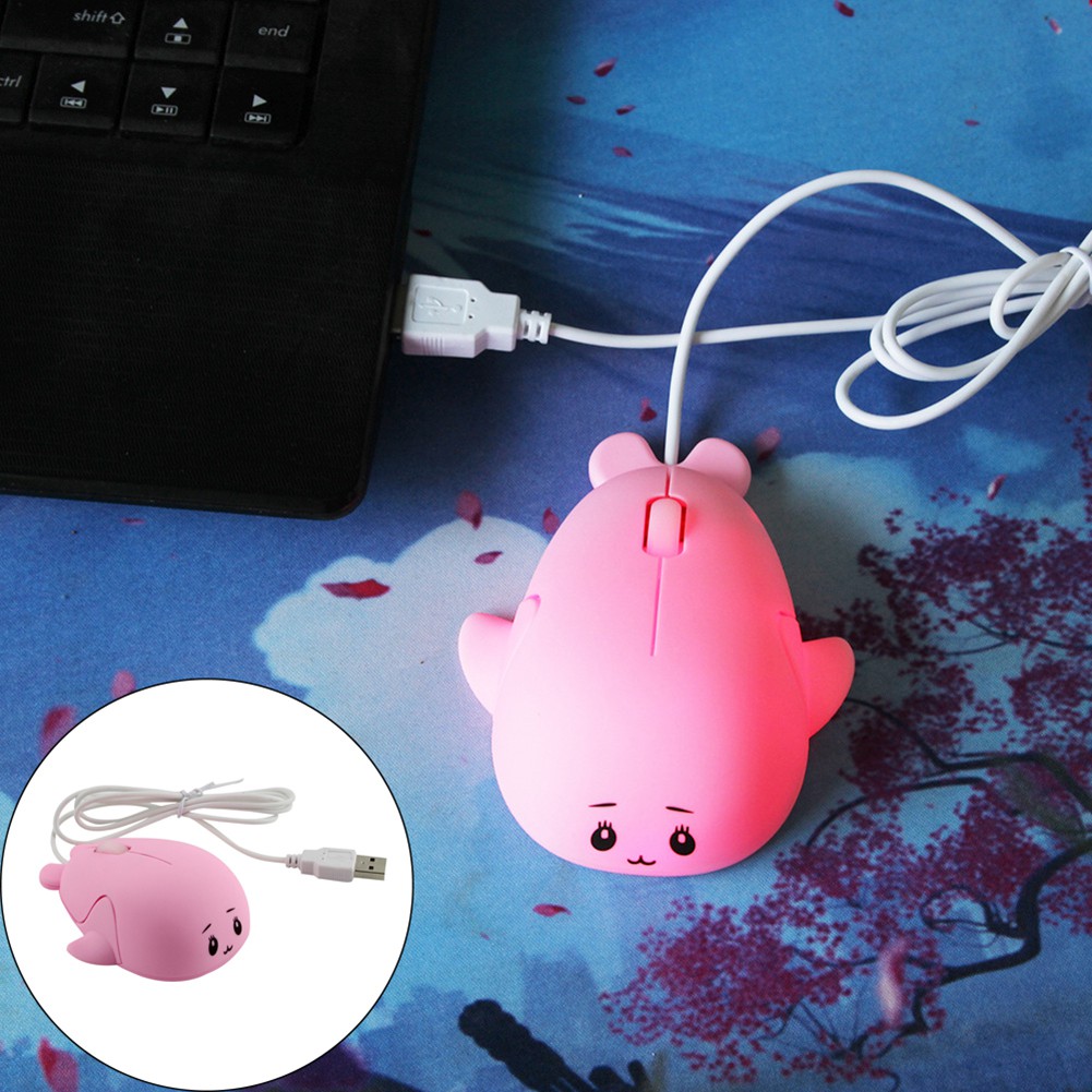 Chuột quang chơi game 1200DPI thiết kế cá voi hoạt hình dễ thương có dây cắm USB cho PC Laptop