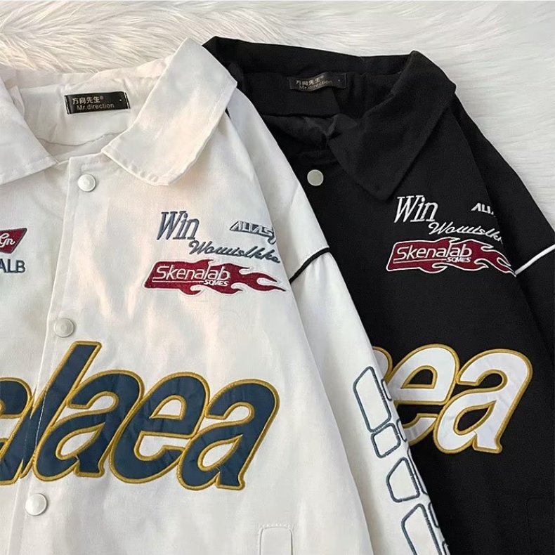 Áo Khoác Tay Dài Dáng Rộng Thêu Chữ Phong Cách Hàn Quốc Thời Trang Cho Nam Và Nữ