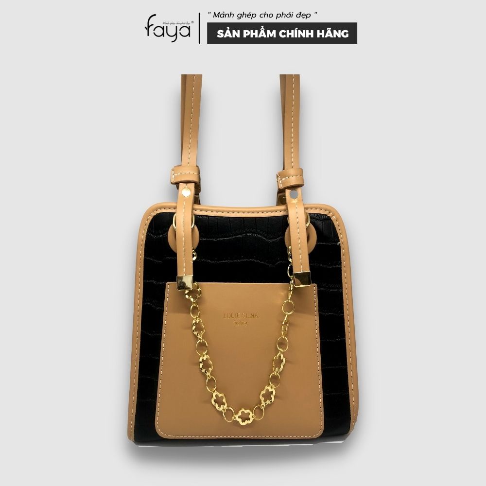 Faya - Túi xách bigsize công sở da vân phối dây hoa sang trọng T1144