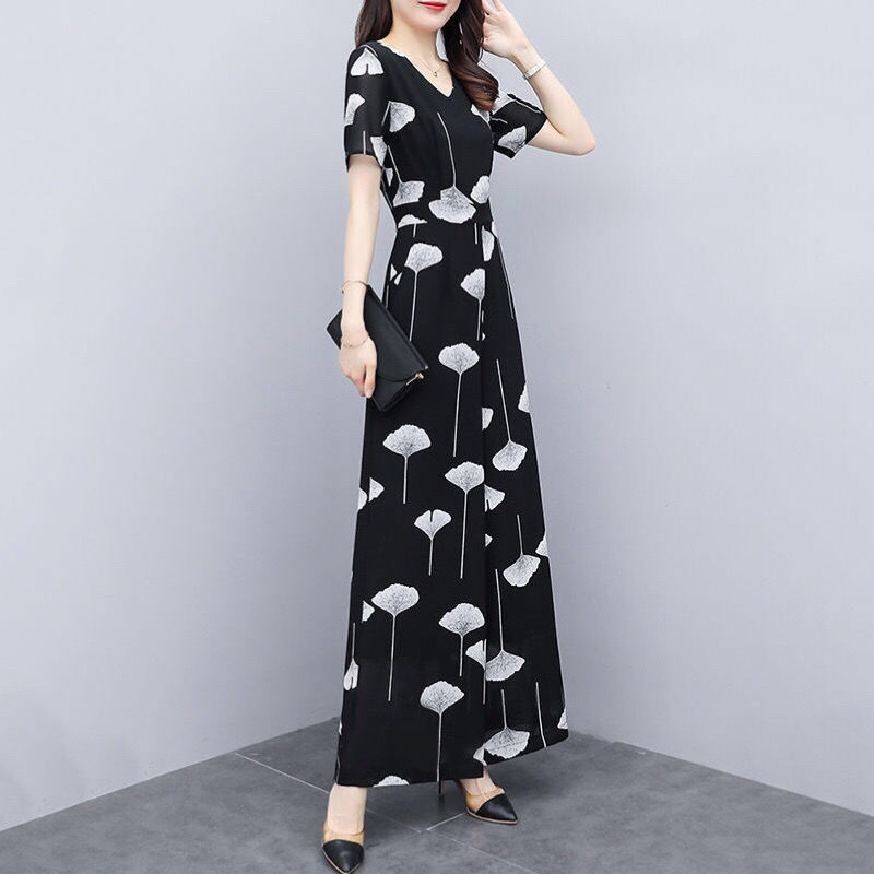 Bộ Áo Liền Quần Chiffon Lưng Cao Ống Rộng Thời Trang Cho Nữ 2021