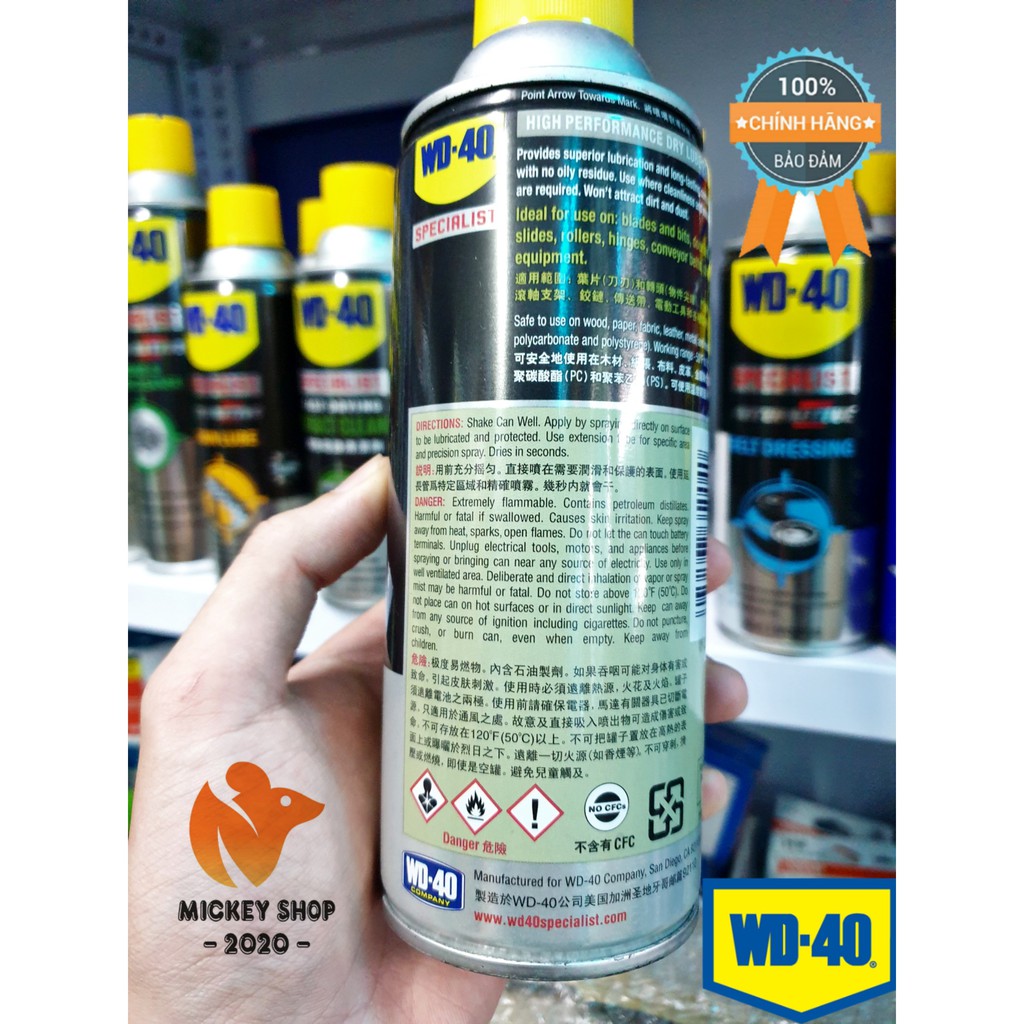 [ CHUYÊN DỤNG ] Dầu nhờn khô, tác dụng cao WD-40 High Performance Dry Lube 360ml