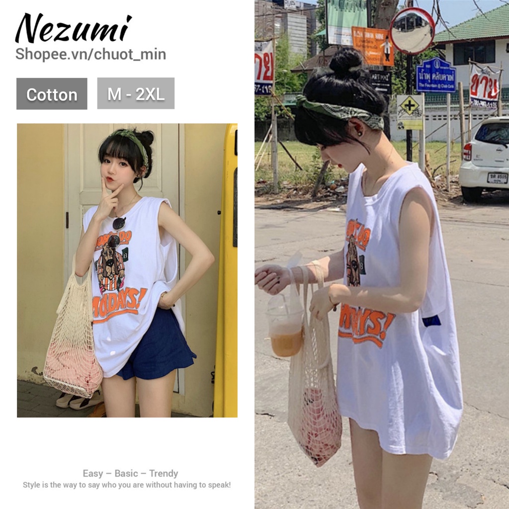 Áo tank top 2 lớp thun cotton (kèm áo lót trong) ba lỗ chú chó monday mềm mịn sexy đáng yêu