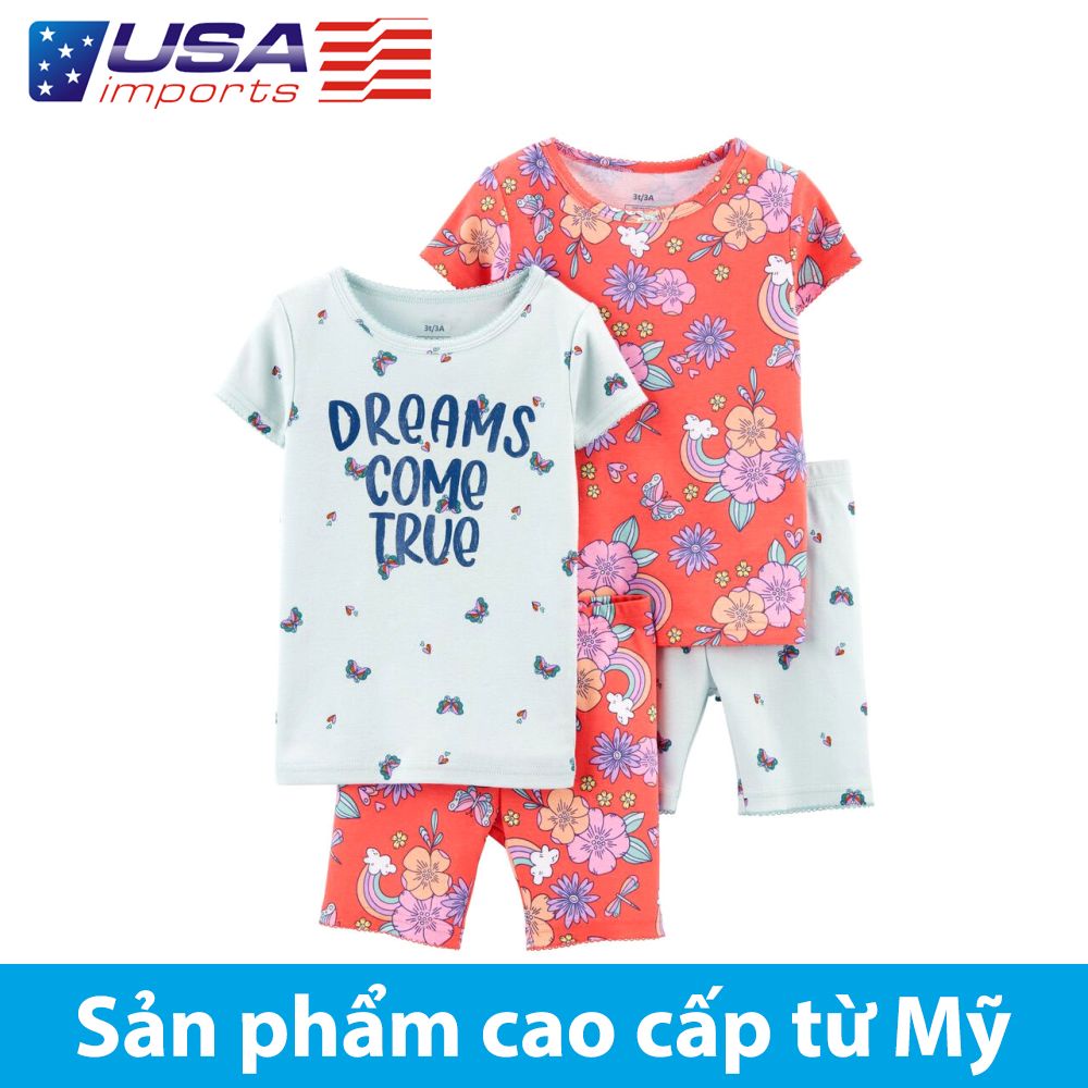 Set 4 đồ ngủ mặc nhà xanh hồng phôm ôm Dreams Come True Car-tờ Auth Từ Mỹ (1M976210)