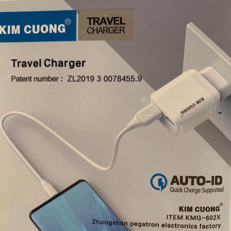 Củ Sạc Kim Cương 602X 3.0A 2USB SMART CHARGER - Chính Hãng Kim Cương.