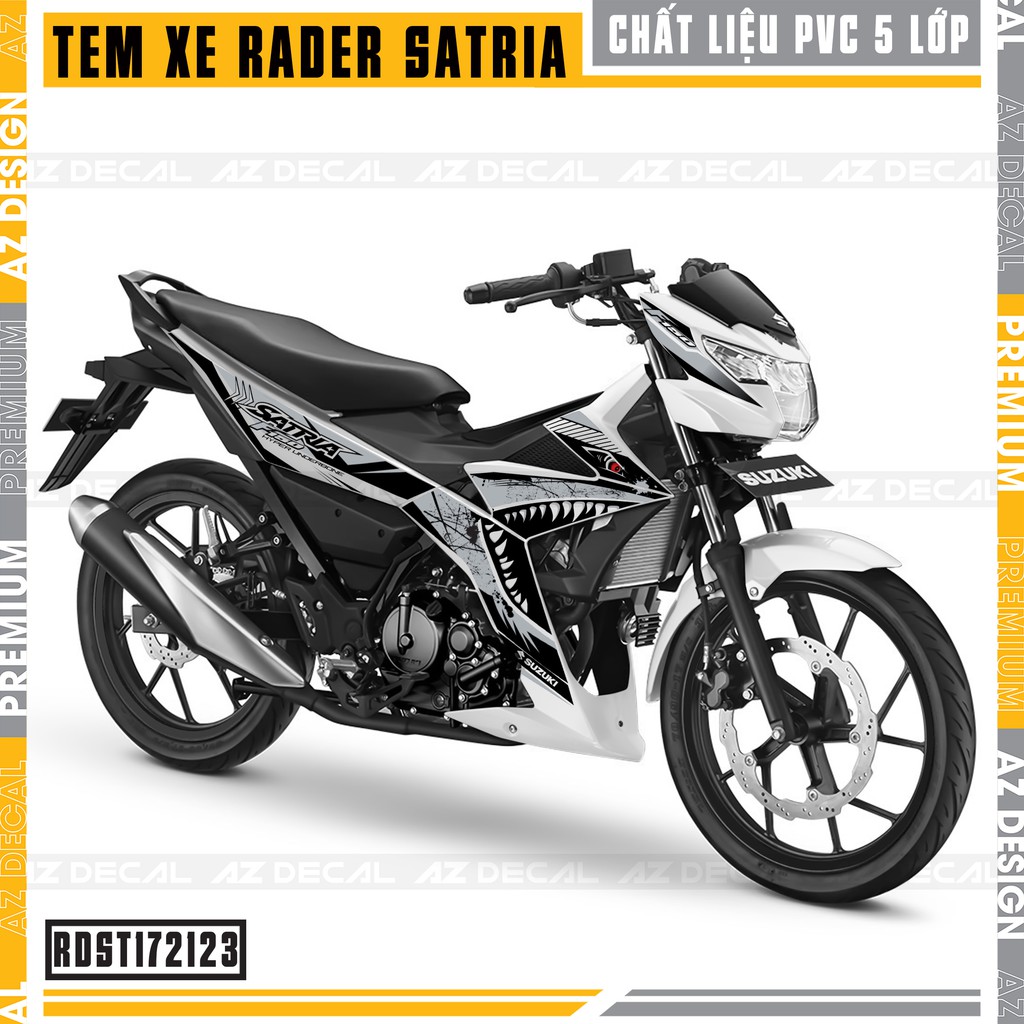 Tem Xe Suzuki Raider - Satria Mẫu Cá Mập Dễ Dán | RDST172123 | Chất Liệu Decal Chống Nước, Đa Dạng Màu Tem Cho Xe