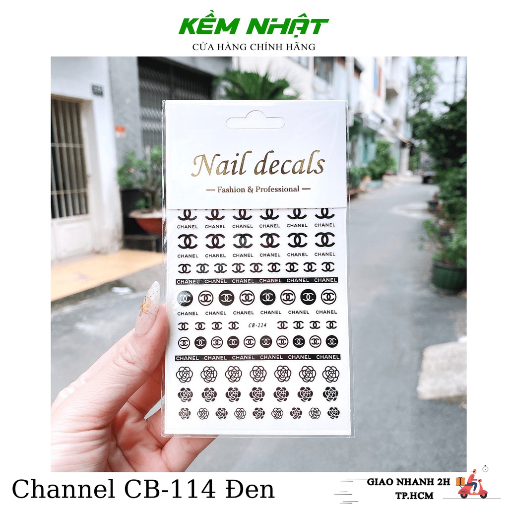 Sticker Dán Móng Channel Trắng Đen CB-114