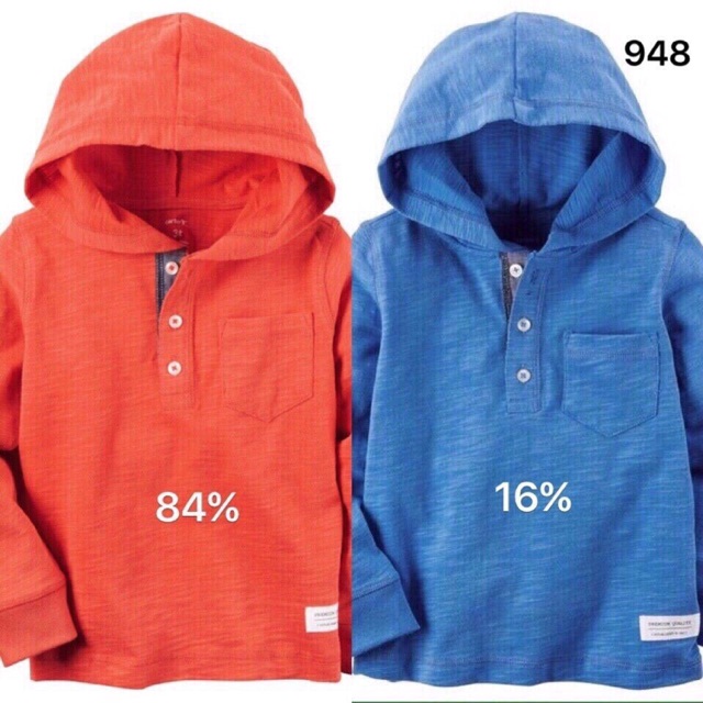 Freeship 99k TQ_Áo thun tay dài cổ trụ có mũ bt Carter's