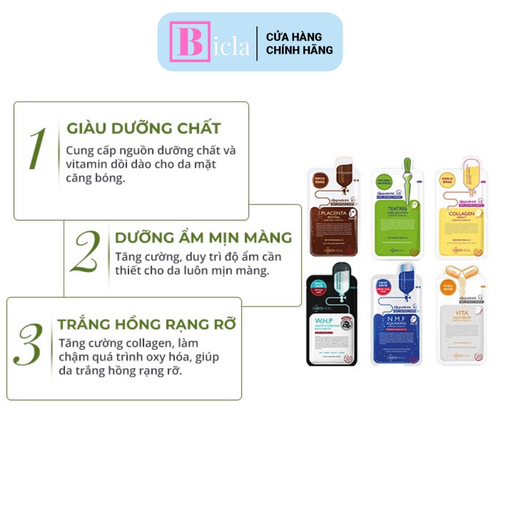 Mặt nạ Mediheal hàn quốc mask vita placenta collagen aquaring cấp nước essential teatree