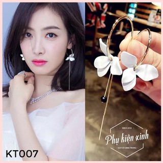 KT007- Khuyên tai Korea dài bất đối xứng cực nữ tính