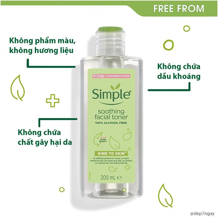 [NHẬP KHẨU CHÍNH HÃNG]Nước Hoa Hồng Simple Soothing Facial Toner 200ml