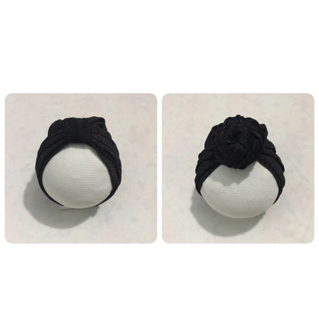 Mũ turban cho bé: kim tuyến màu đen