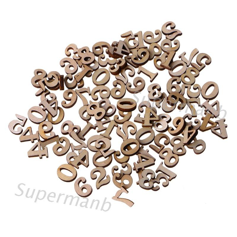 SUP 100Pcs Wooden 0-9 Numbers Embellishments 15mm Scrapbooking Card Making Craft DIY