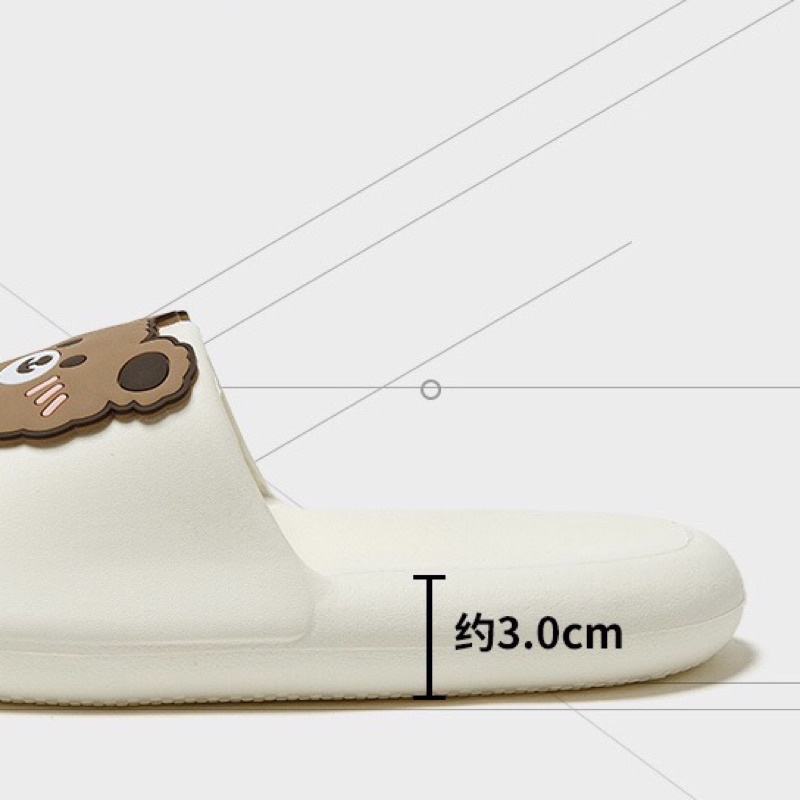 Dép bánh mì cute êm chân đế dày 3cm - Dép lê đi trong nhà hình Gà Gấu Cún