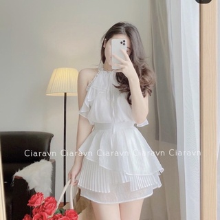 Sét Áo Trắng Cổ Yếm Bèo Mix Chân Váy 🦋FREESHIP 🦋Sét Siêu Xinhh