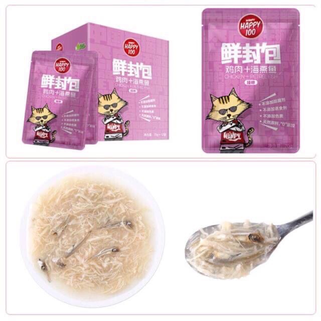 Combo 6 hoặc 12 gói pate cho mèo Wanpy Happy 100 gói 70g