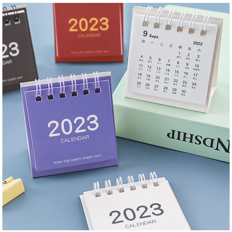 Lịch Để Bàn 2023 mini Màu Trơn Đơn Giản Dễ Thương