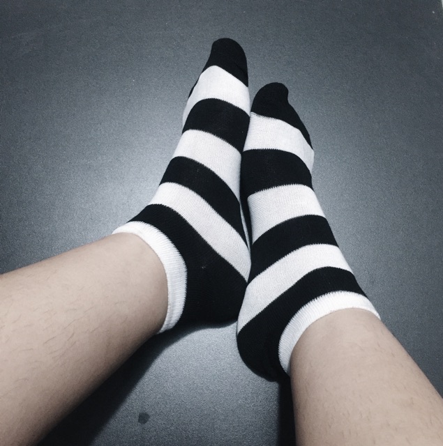 Tất trơn kẻ to cổ ngắn cotton thấm hút tốt - Tất Siêu Rẻ