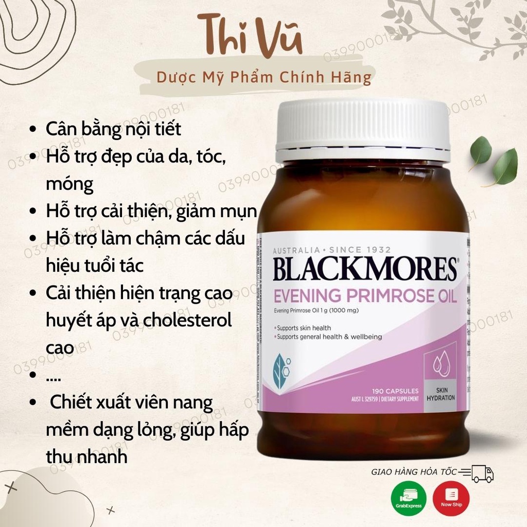 Tinh dầu anh thảo Blackmores cân bằng nội tiết tố, giảm mụn 190 viên – Thi Vũ