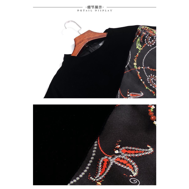 Đầm Nhung Dáng Chữ A Phối Màu Tương Phản Thời Trang Mùa Thu 2022 Cho Nữ